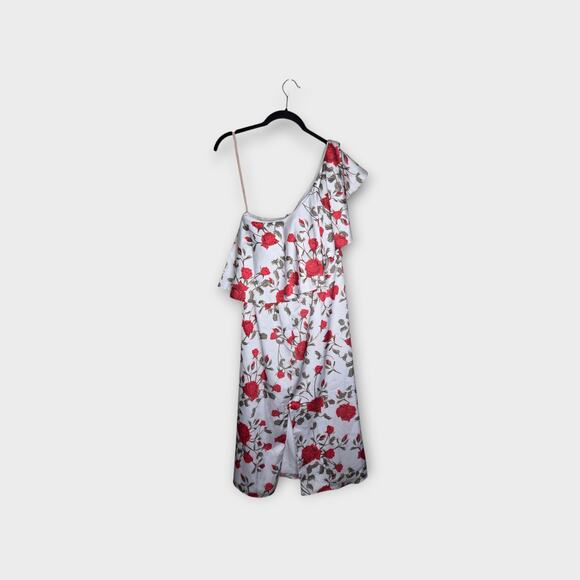 NEW Fame and Partners Womens One-Shoulder Sheath Dress Sz 6 Red Floral Elegant - Picture 8 of 8